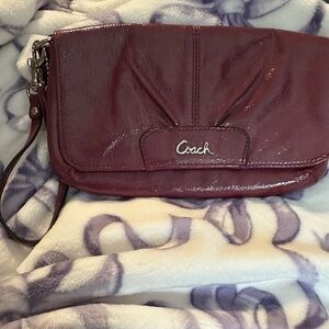 Coach Maroon Leather Wristlet